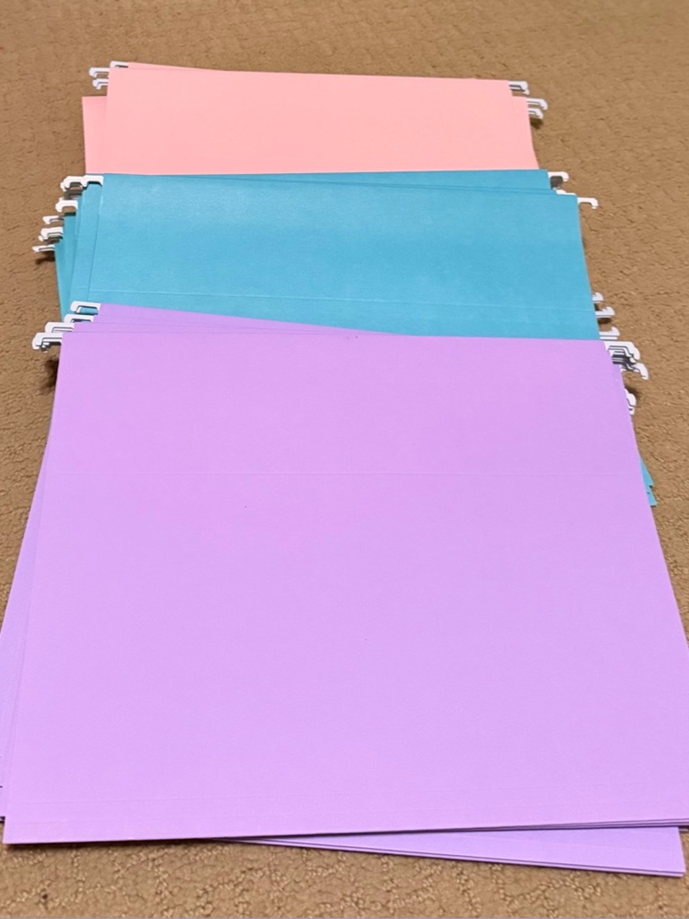 New Set of 36 pastel Hanging File Folders in pink, lavender, aqua